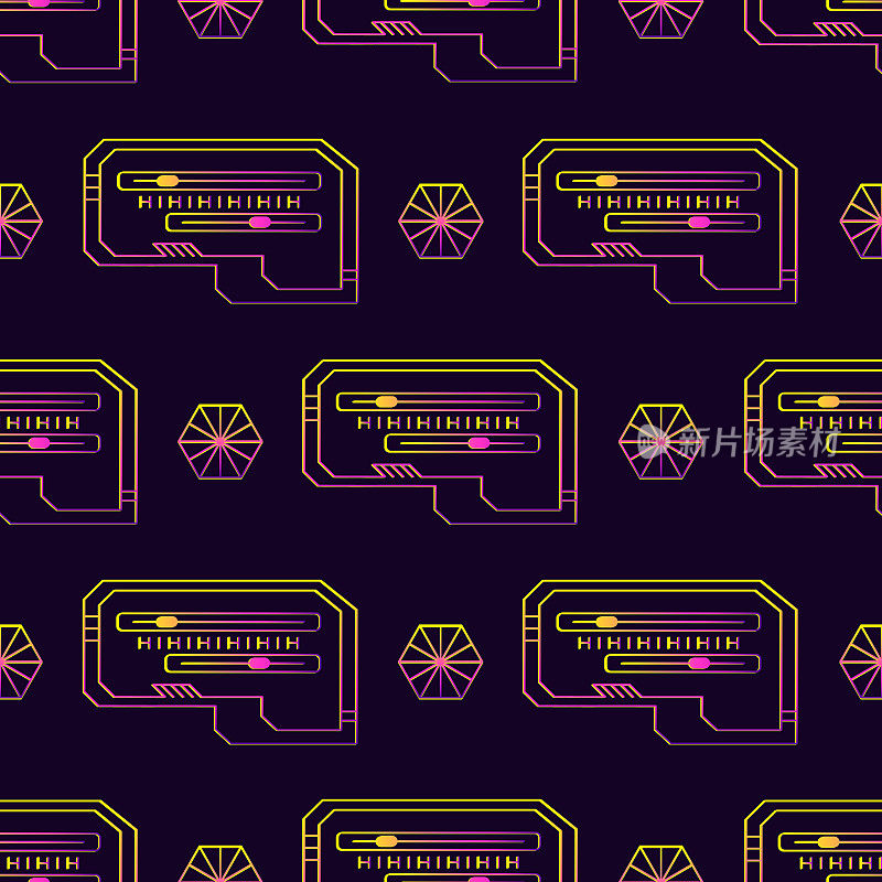 Circuit board seamless pattern. Computer microchip vector background. Futuristic repeating wallpaper.